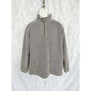 ORVIS Mens Extra Large XL Gray Quarter 1/4 Zip Pullover Textured Fleece Lined